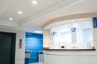 white concrete counter stand