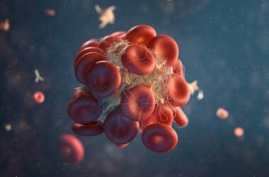 a red blood cell in a blood vessel